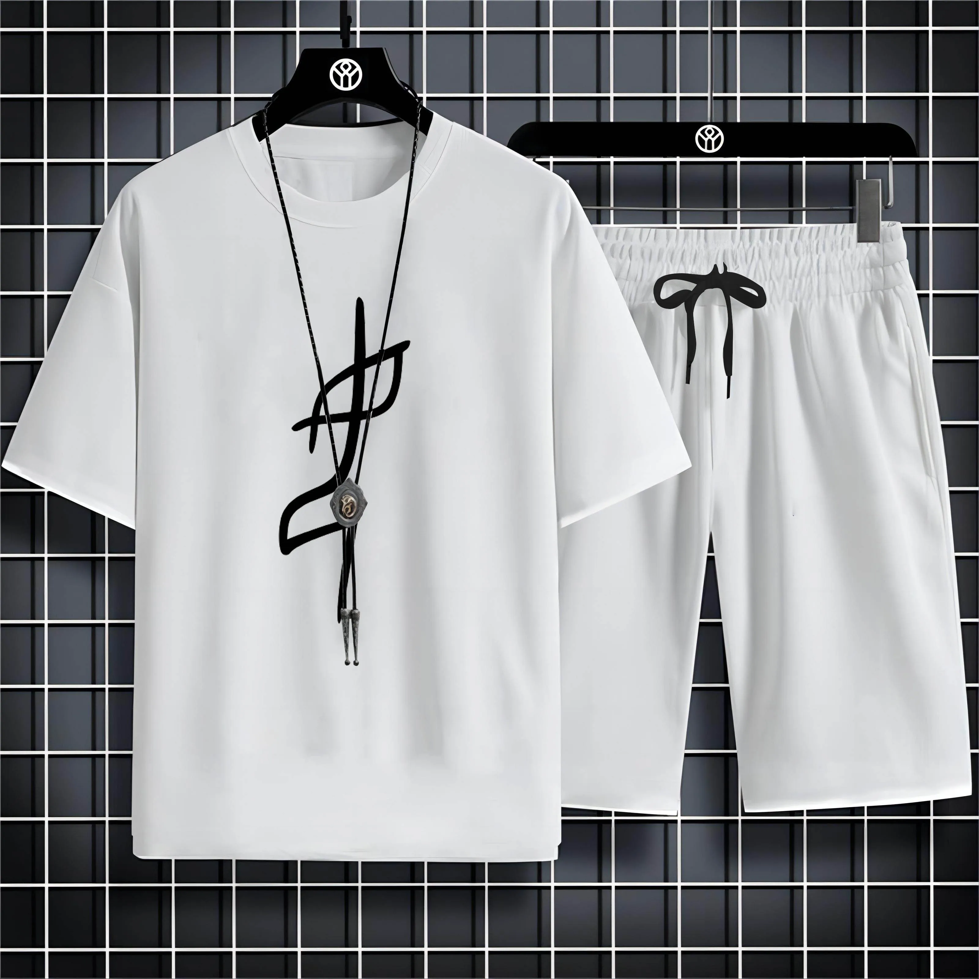 

Summer Fashion Casual Sports Style 2d Letter Print Adult Men'S Round Neck Short Sleeve T-Shirt Comfort Set Quick Dry