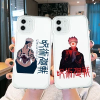 jujutsu kaisen anime phone case for iphone 13 12 11 pro max xs xr x 7 8plus se2 soft tpu shell clear lens protection cover funda