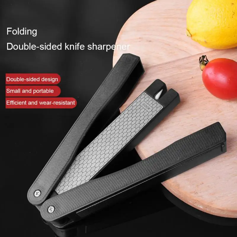 

New Double Sided Folded Pocket Sharpener Kitchen Diamond Knife Sharpening Stone Outdoor Trekking Picnic Portable Barbecue Tool