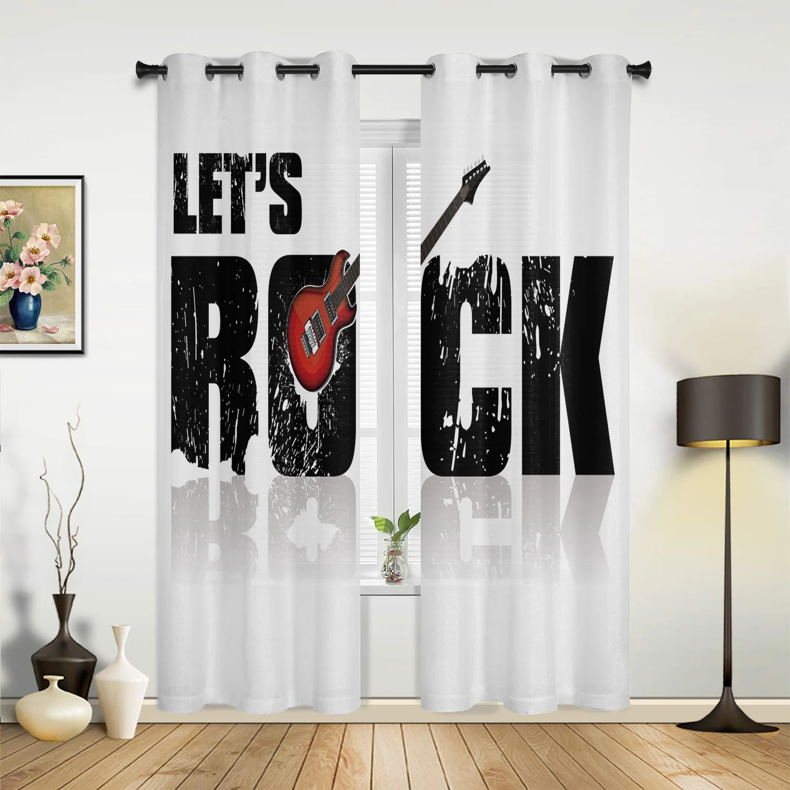 

Rock Guitar Curtains for Bedroom Living Room Drapes Kitchen Children's Room Window Curtain Modern Home Decor