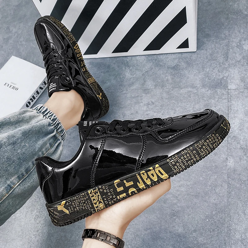 Hot Sale Luxury Golden Mirrors Sneakers Men Streetwear Hip hop Skateboard Shoes Men Designer Glitter Shoes Couple Skate Sneakers