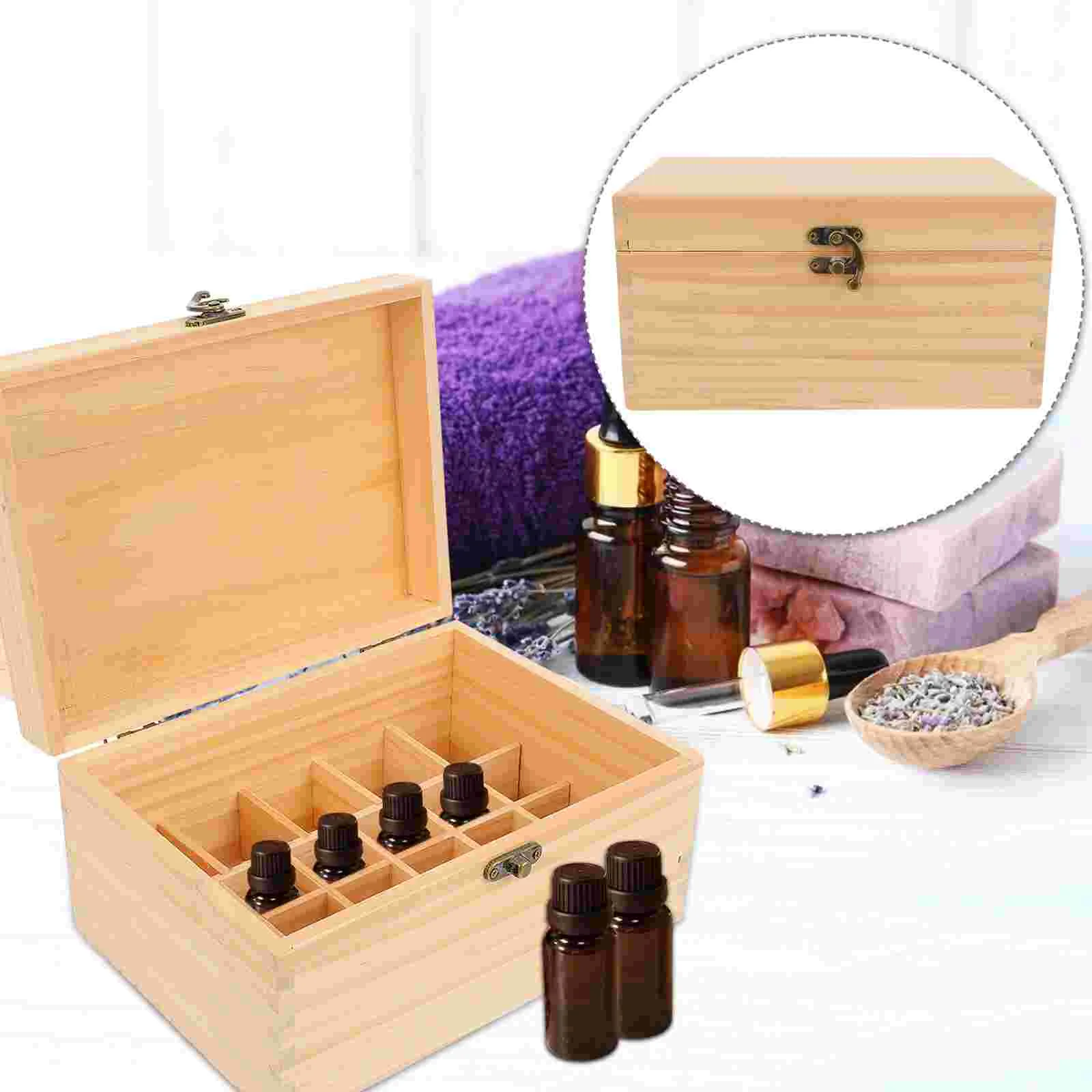 

Wood Color Wooden Essential Oil Box Travel Bin Organizer Bottle Container