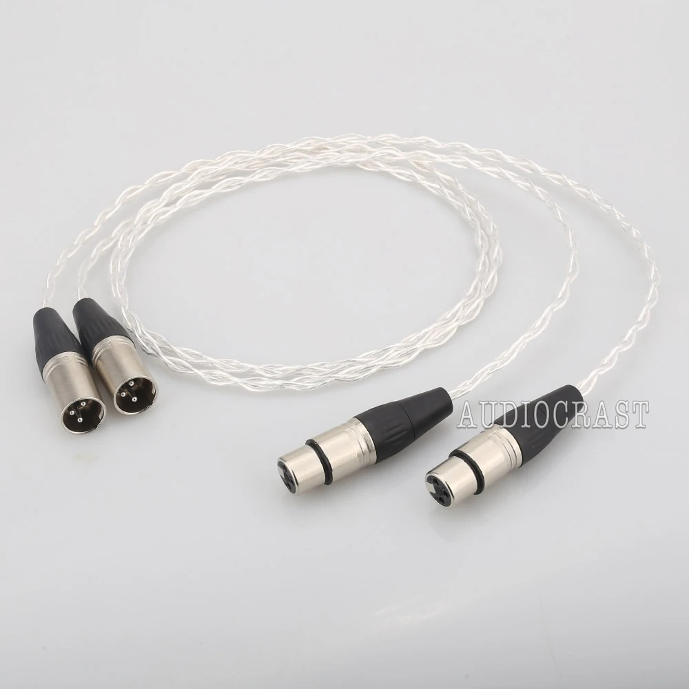 

Pair 8AG Single Silver Plated XLR Male to Female Leads Balanced Audio Cable for Amplifier CD player