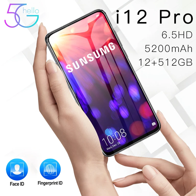 

2022 Global IP12 Pro 6.5 Inch 1080X2320 24MP+48MP Fingerprint ID Mobile Phone 5200mAh Dual SIM Android 10 Smartphone 10 Core