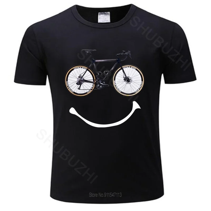 

Black men's bicycle T-shirt, summer sports casual shirt, happy bicycle, big