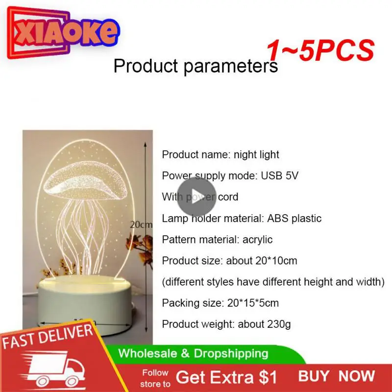

1~5PCS Romantic Love 3D Acrylic Led Lamp for Home Children's Night Light Table Lamp Birthday Party Decor Valentine's Day Bedside