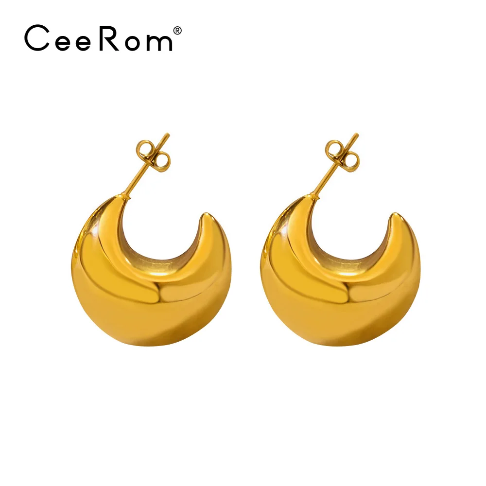 

Женские серьги-гвоздики в виде полумесяца, золотого цвета