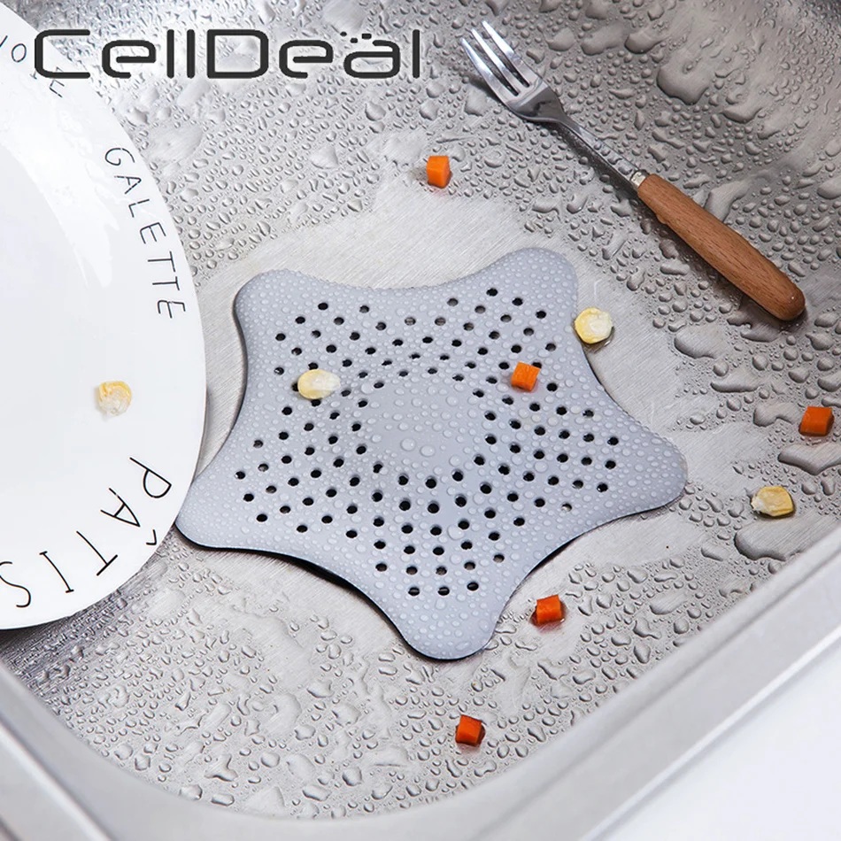 

Pentagram Silicone Floor Drain Bathroom Drain Hair Catcher Bath Stopper Plug Sink Strainer Filter Shower High Quality