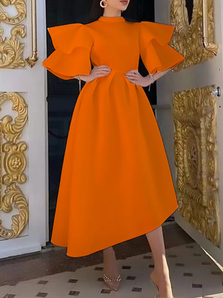 Plus Size Dresses For Women 4xl 5xl White Evening Dresses Summer Sale Elegant Ruffles Sleeve Party Maxi Dress Robe Grande Taille