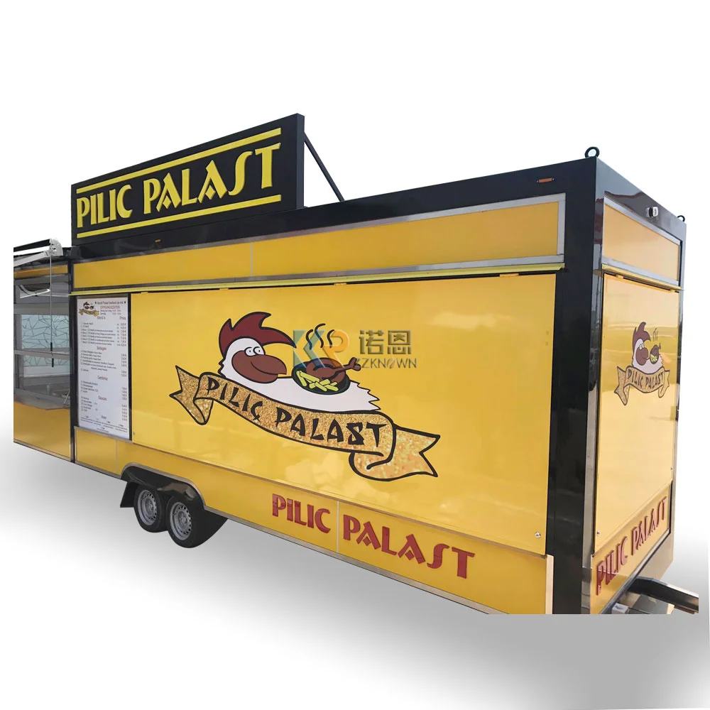 

OEM Mobile Food Trailer Truck Cooking Snack Cart Ice Cream Hot Dog Kiosk with Square Roof and Special Logo For Sale America