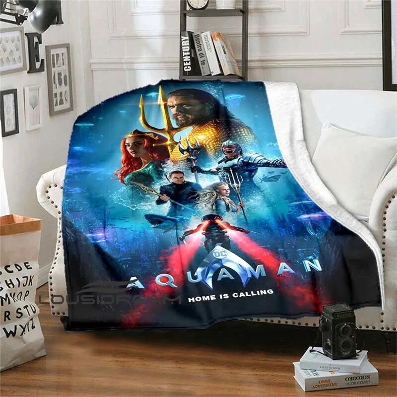

Aquaman Sci-Fi Movie Poster Print Flannel Soft Plush Blanket Underwater World Pattern Bedspread Sofa Cover for Sofa Bed Chair