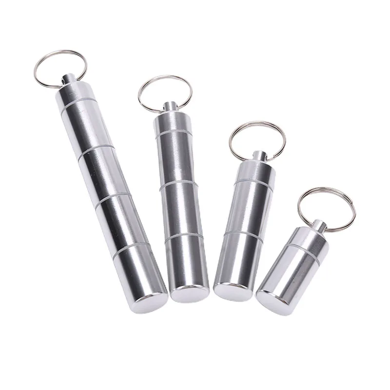 

17mm Capsule Shape Aluminum Pill Case Delicate Seal Medicine Organizer Box Keychain Outdoor Pocket Pill Waterproof Container