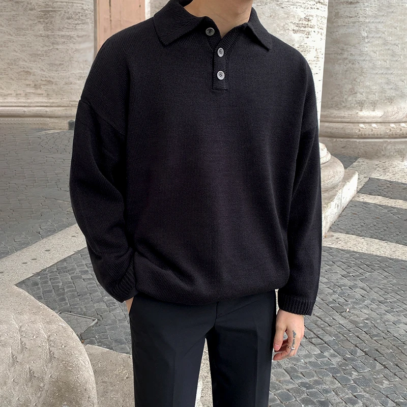 Базовые однотонные вязаные пуловеры мужские свободные унисекс с отложным