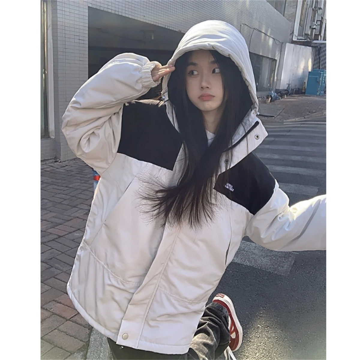 Autumn and Winter 2023 New Type Of Work Clothes, Rush Jacket, Cotton Jacket, Women's Functional Loose Cotton Jacket, Warm Hooded