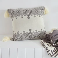 45x45cm knit cushion cover modern minimalist geometric pattern fringe pillow case for home decoration sofa living room bedroom