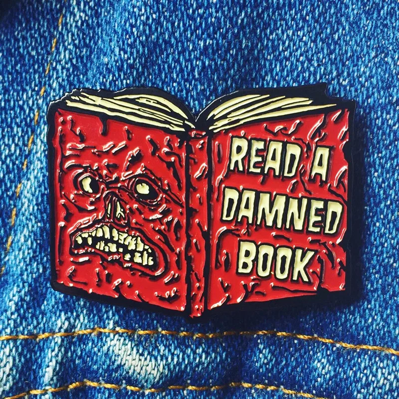 

Read A Damned Book Necronomicon Evil Dead Enamel Brooch Pin Backpack Bag Lapel Pins Badges Brooches Fashion Jewelry Accessories