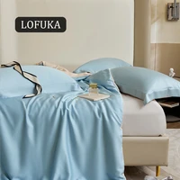lofuka premium blue jade 100 silk bedding set ultra soft duvet cover double queen king bed sheet pillowcase for women gift