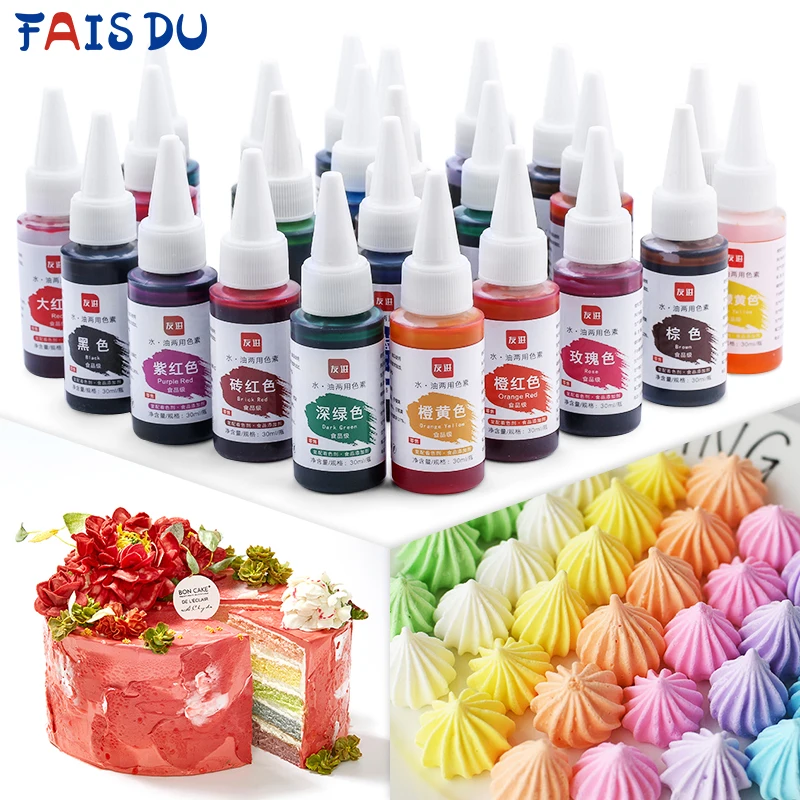 

Faisdu 10ml/30ml Natural Food Coloring Bakeable Cake Dessert Pastries Baking Coloring Ingredients DIY Craft Pigment for Fondant