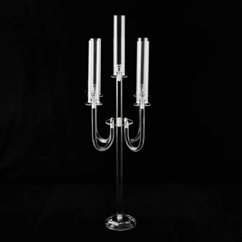 Прозрачные подсвечники 6 головок акриловые канделябры свадебные центральные