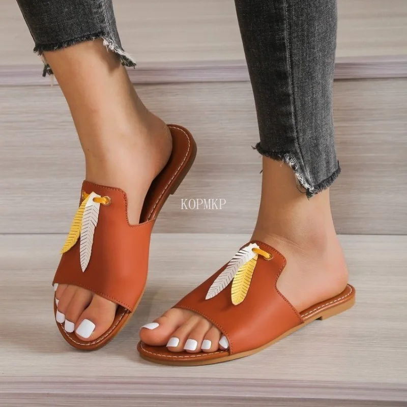 

Flat Women Shoes Summer 2023 New Open Toe Plus Size 36-43 Women's Slippers Soft Beach Women Sandals Footwear Zapatos De Mujer