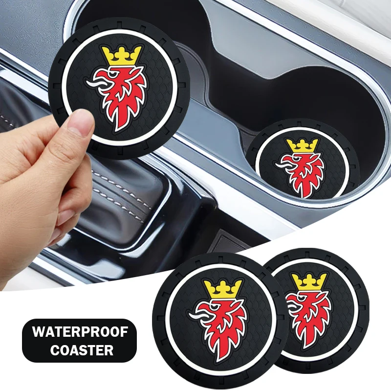 

1/2pcs Car Cup Mat Anti-slip Bottle Holder Coasters Auto Badge Pad For SAAB 93 Vector Aero Pantalla Radio Android 95 Gripen