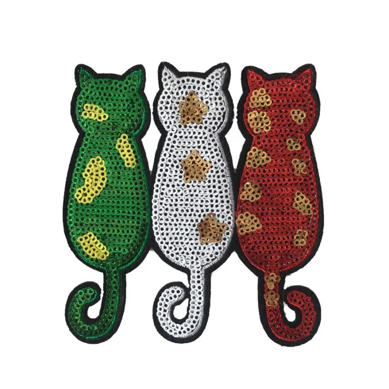 

Large Sequin Embroidery Patches and appliques DIY Iron-on patch Owl Butterfly Cat Badge Decorative Sewing Thermoadhesive Patches