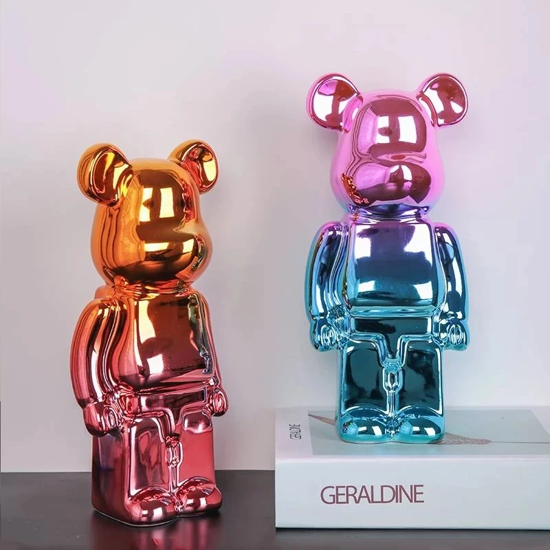 

Домашнее украшение, керамический медведь, скульптура Bearbrick 400%, строительный блок, медведь, роскошные украшения для гостиной, фигурки для инт...