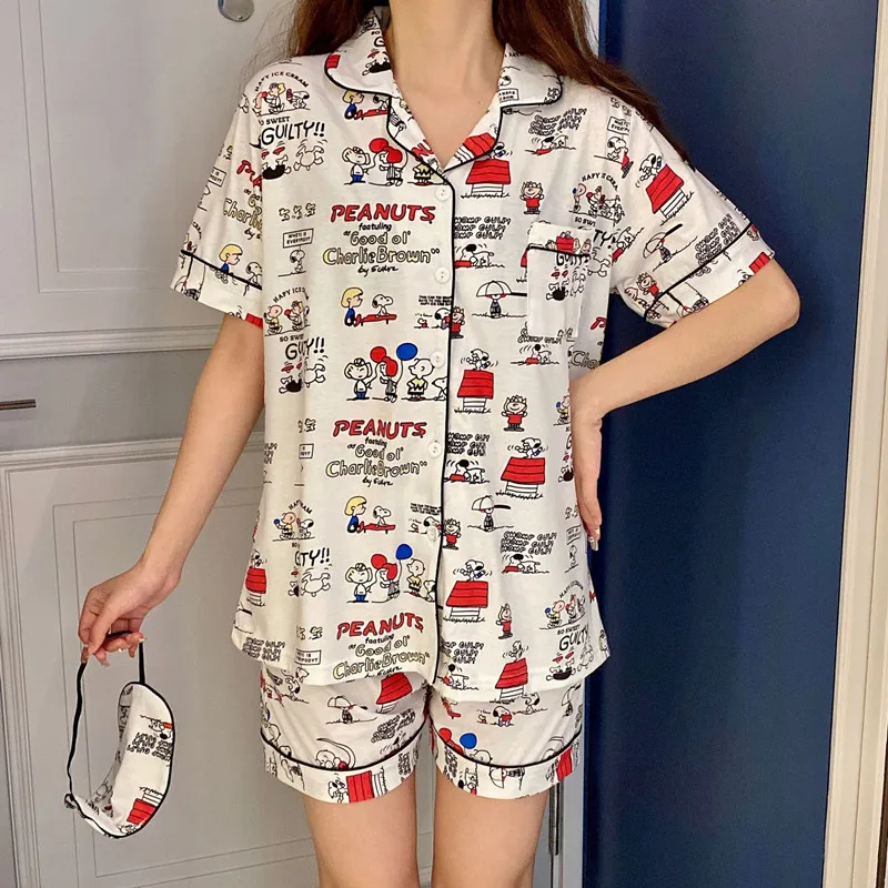 2022 Summer Pajamas for Couple Lovers Pijama Short Tops Cartoon Nightwear Men's Home Clothing Party Cozy Mujer Women Pyjama Ins