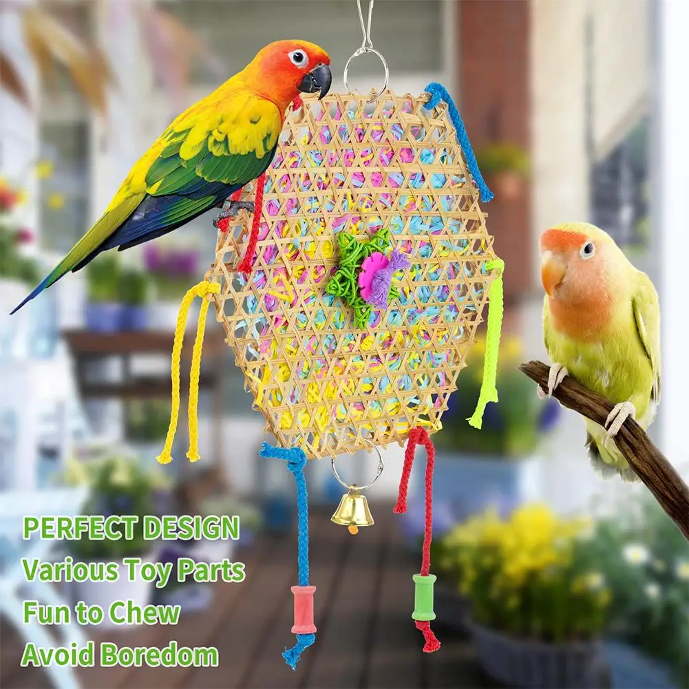 

Bird Parrot Toys Hanging Foraging Shredder Toys Bamboo Weaving Parrot Chewing Toy For Finches Lovebird Parakeets