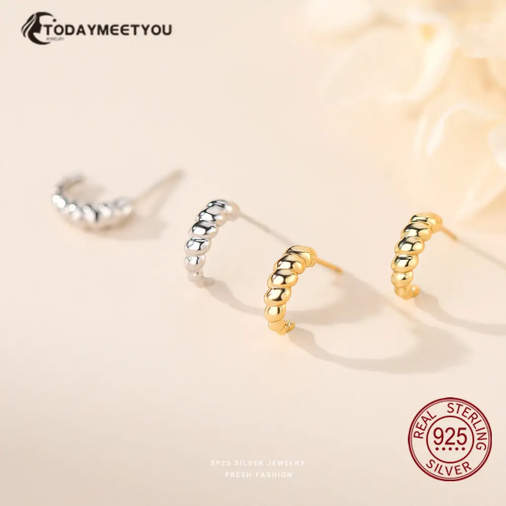 

s925 Sterling Silver Horn Twisted Hook Earring For Women Geometry Hoop Earrings Fashion Fine Jewelry