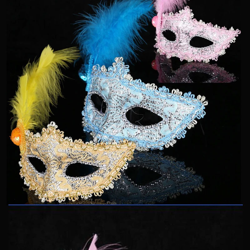 Masquerade Multi Color With Feather Lace Halloween Party Princess Beauty Ball Carnival Half Face Mask Dress Decor sex eye mask