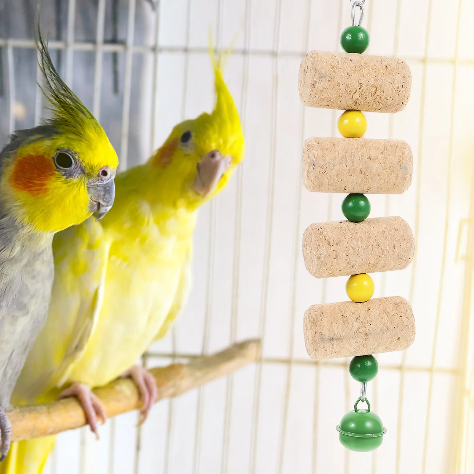 

Parrot Chew Toy Parakeet Cage Wooden Bird Foraging Hanging Birds Toys Shredding