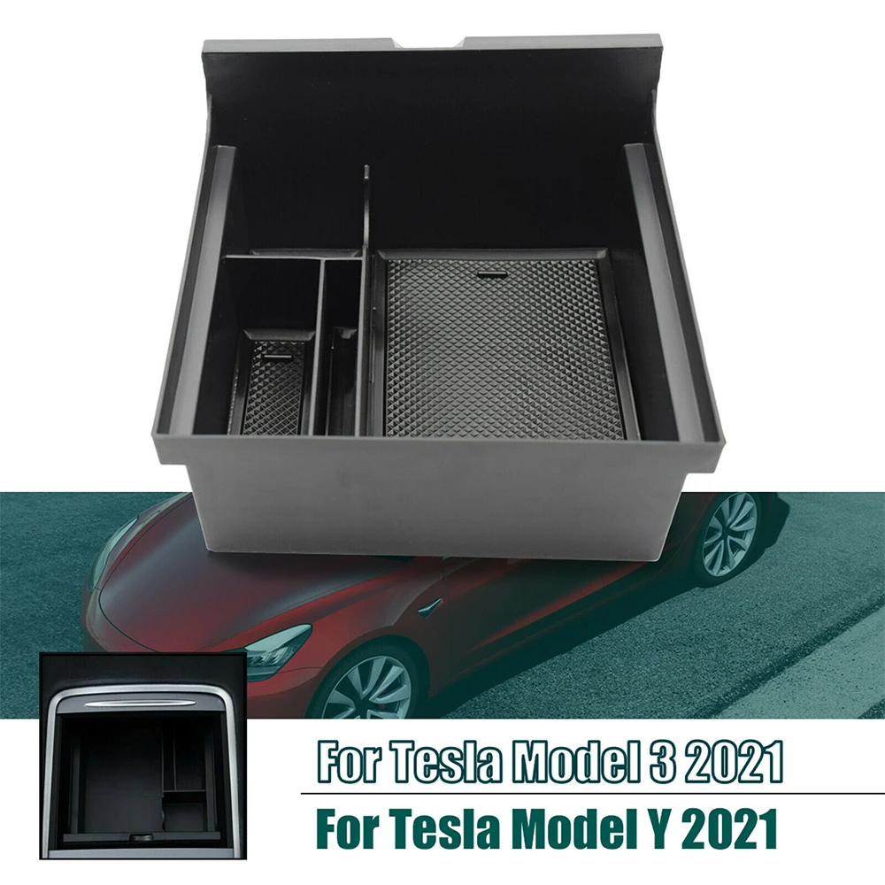 

For Tesla Model 3 Y 2021 Center Console Organizer Armrest Storage Box Phone Holder Tray Container Car Accessories