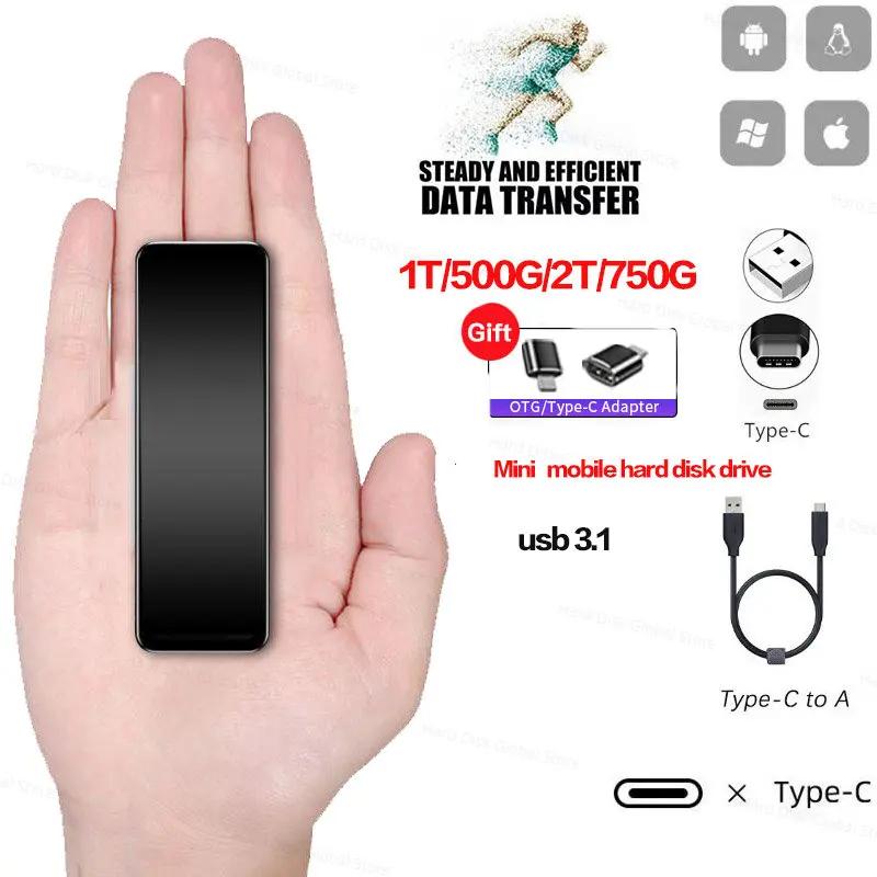 

New Portable External Ssd 2T 4T Usb3.1 Memory External Hard Drive Nmve M2 SSD for Ps4 External Solid State Drives for Notebook