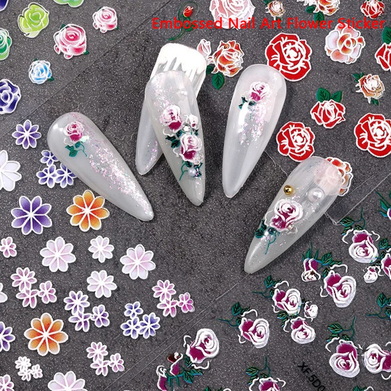 

1 лист 5D наклейки для ногтей с гравировкой цветок наклейки самоклеящиеся переводки для ногтей инструменты для маникюра