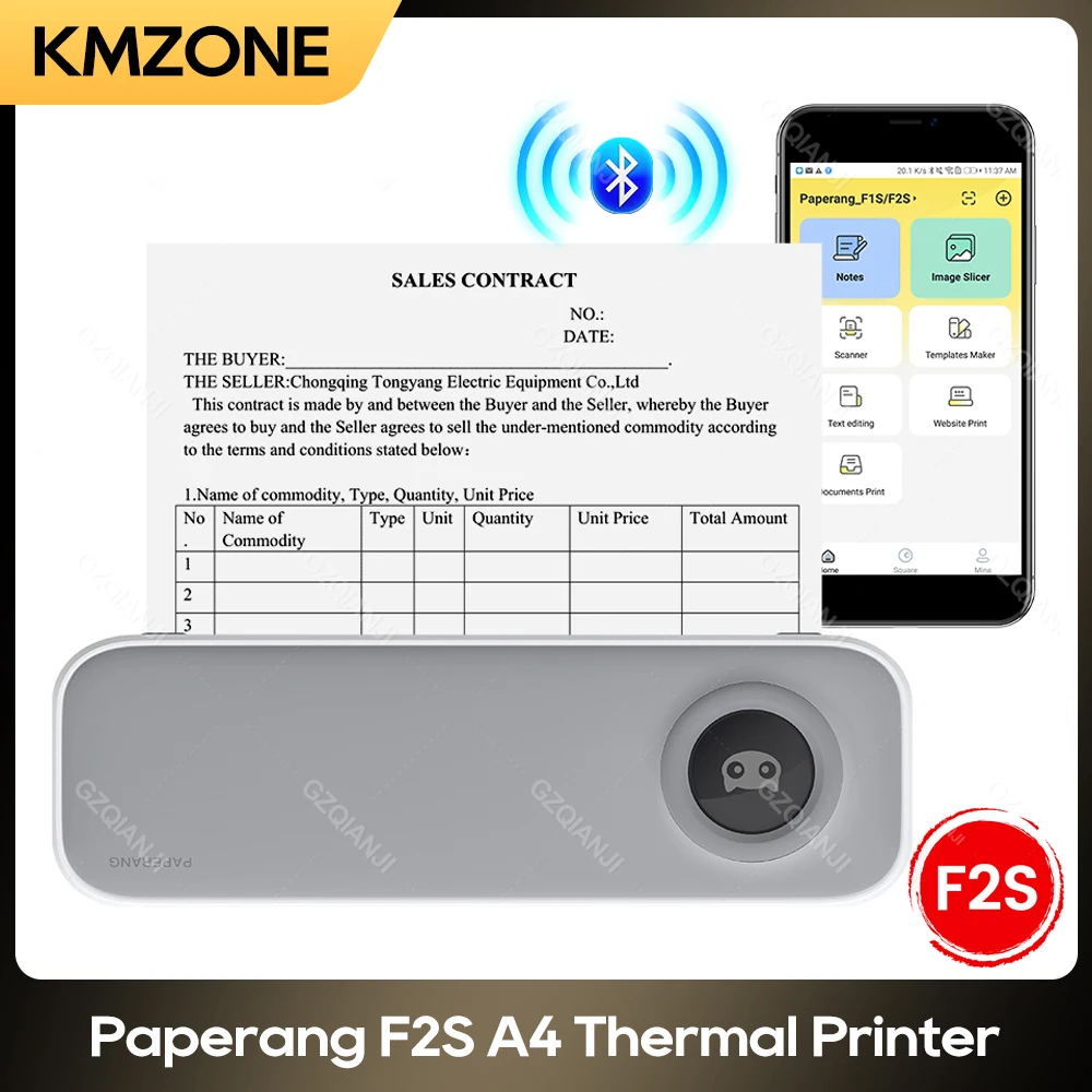 Paperang F2S A4 Thermal Printer Portable Bluetooth USB Printing 4/8 inch A40 Thermal Paper for Android IOS Window System