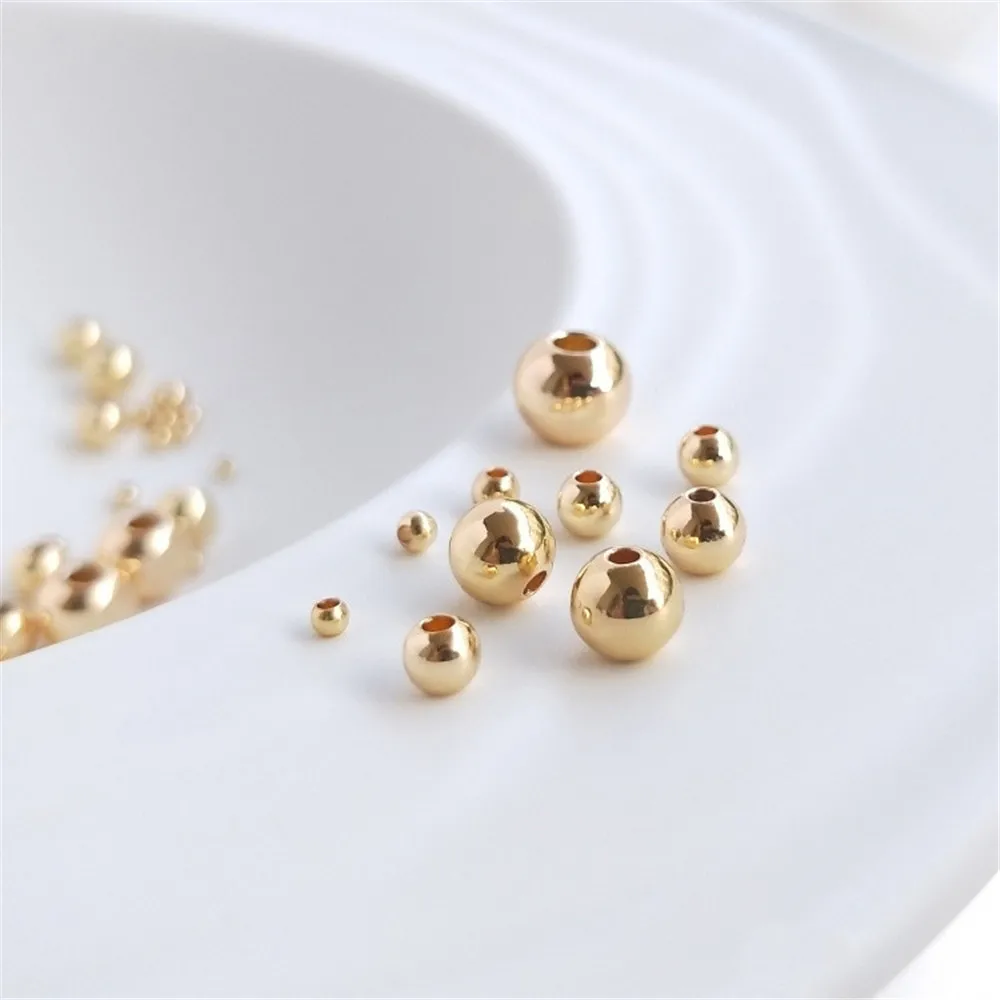 

14K Gold Filled Plated light surface round beads bracelet separator beads DIY handmade beads accessories jewelry materials