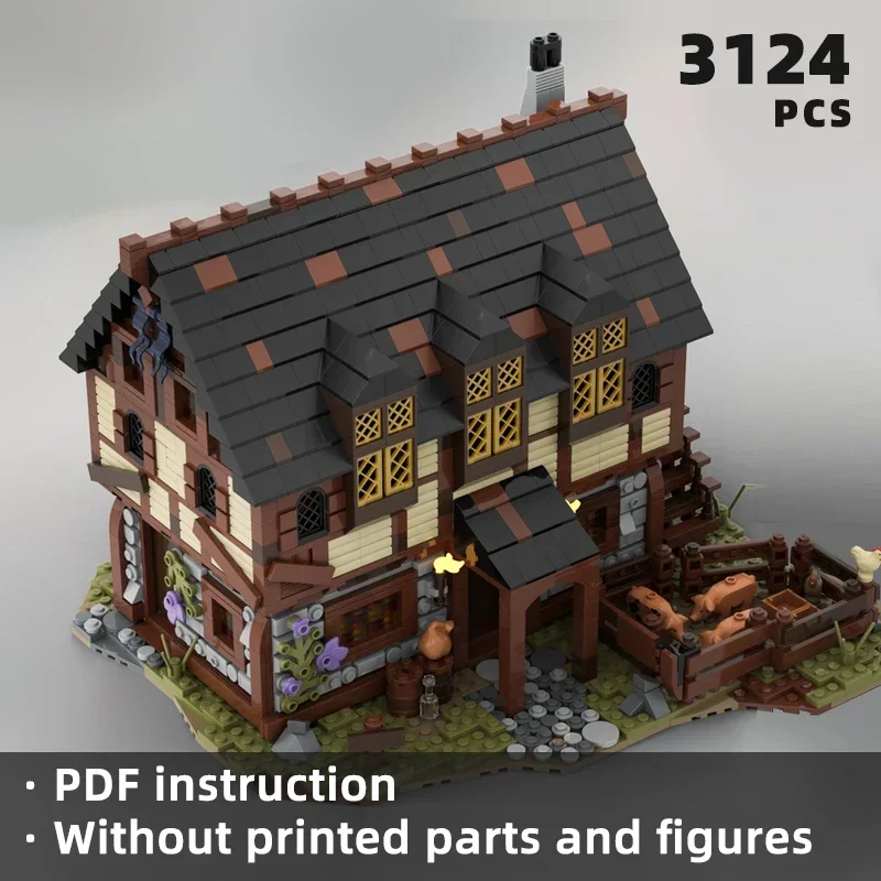 Средневековый вид на улицу кирпичи средневековые блоки дома таверна архитектура