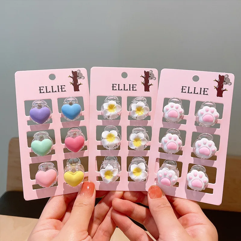 

[6-Pack] New Fruit Cartoon Broken Hair Small Hairpin Sweet Cute Children And Girls Bangs Clip Rainbow Peach Heart Top Clip
