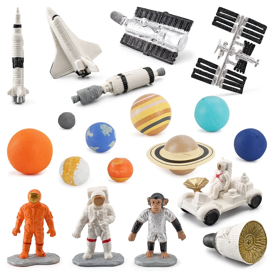 Simulation Plastic Outer Space Toys,Nine Planets Model Solar System Planet Figure Playsets Science Educational toys 19PCS