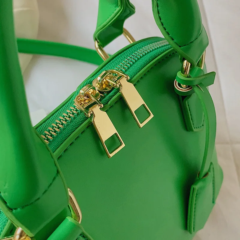 Summer Simple Solid Color Shell Bag for Women 2023 Fashion OL Commuter Handbag Designer Double Zipper Shoulder Crossbody Bag