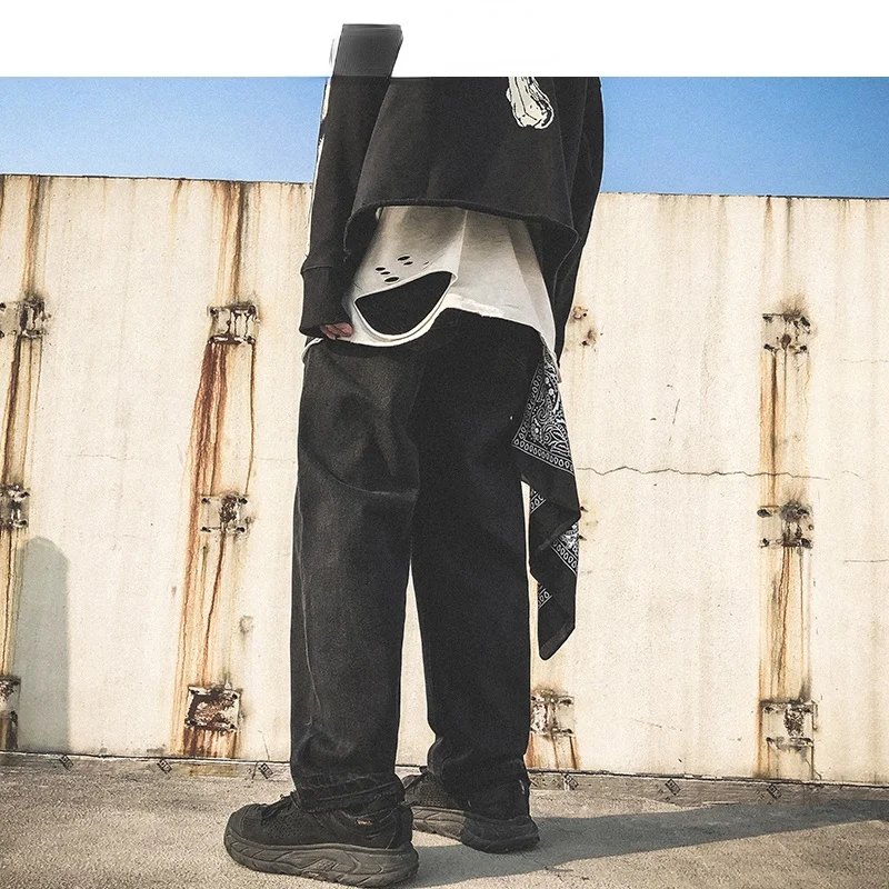 Men Skeleton Oversized Black Jeans Pants 2021 Denim Mens Streetwear Hip Hop Harem Pants High Wasit Denim Pants Overalls
