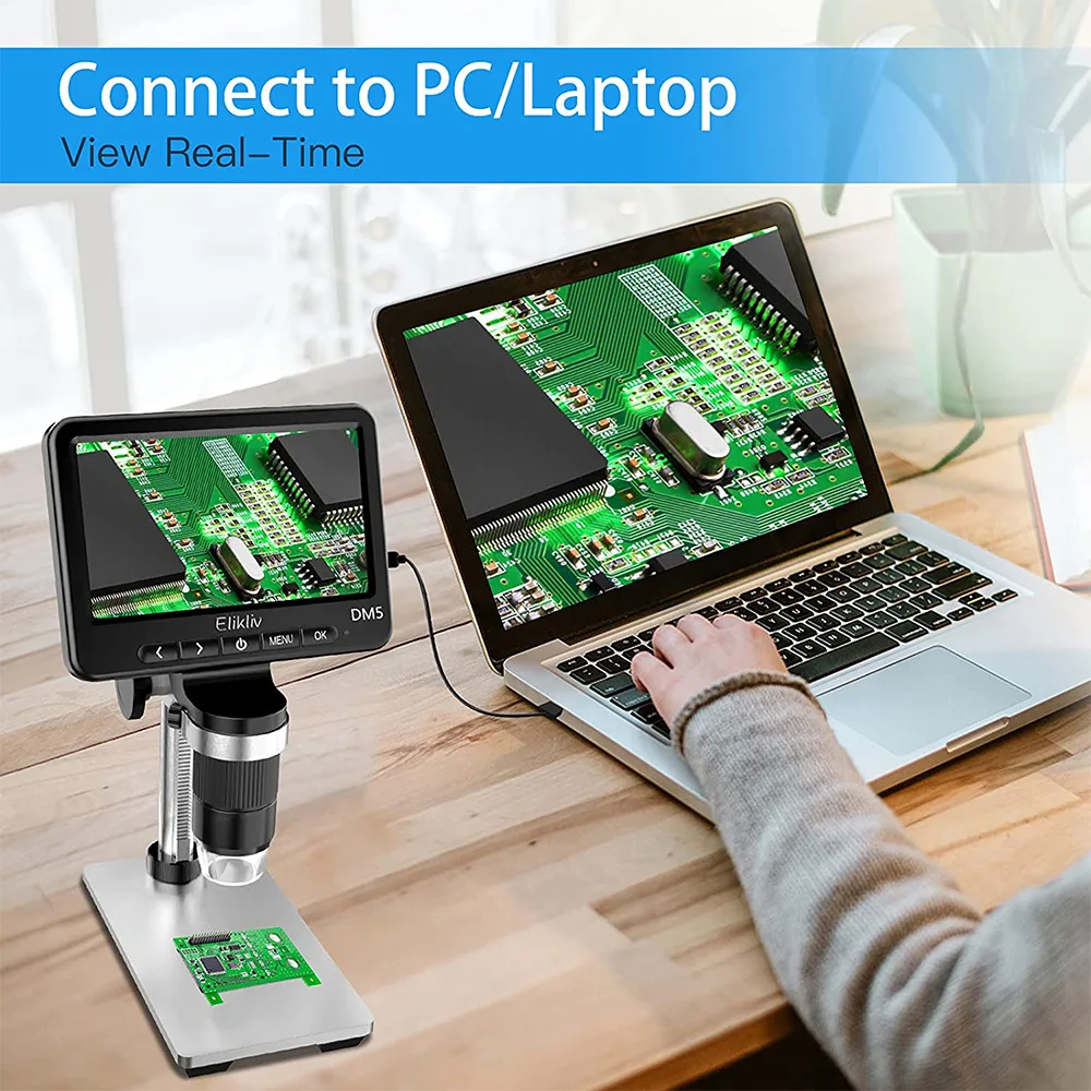 Elikliv Dm5 Беспроводной Цифровой Микроскоп 5 Дюймов 1000-кратное Увеличение 1080p Hd Для