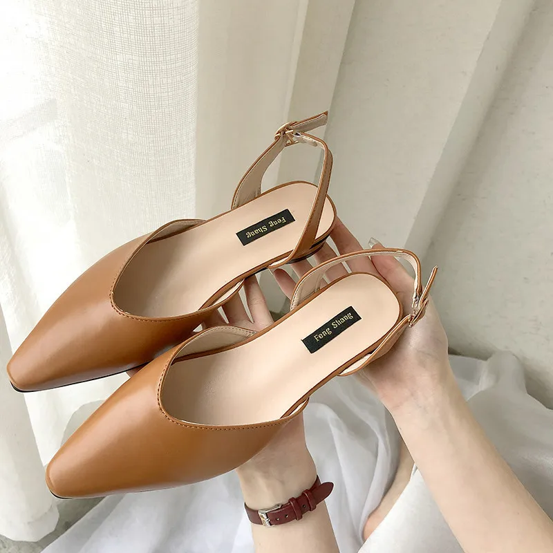 

Shoes Summer High Heels Mary Jane Branded Pumps Shallow Mouth Sweet 2022 Sandals Ladies Lolita Fashion Retro Orange Straps Brief