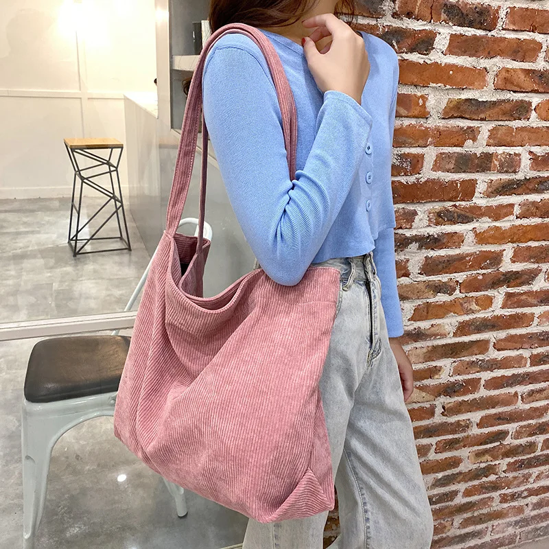 

Новая зимняя Вельветовая сумка через плечо, Женская вместительная сумка для покупок, Подростковая сумка для книг, Повседневная дорожная су...