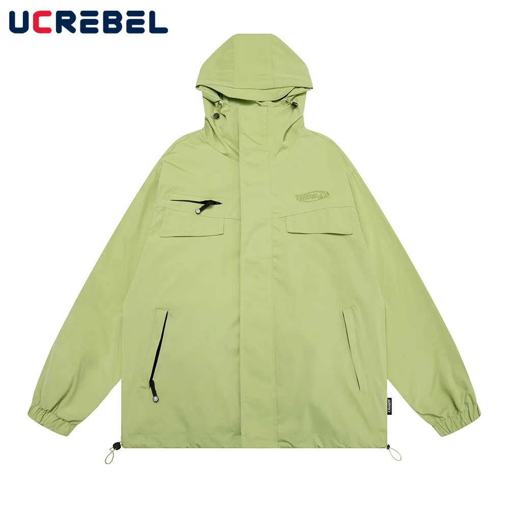 

Куртка мужская с капюшоном и вышивкой букв, Повседневная Уличная одежда на шнуровке, свободная верхняя одежда, осень-зима