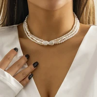 punk baroque pearl multilayer necklace set for men women shiny rhinestone chains necklaces on the neck fashion jewelry