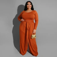 plus size women jogger sets 2022 autumn two piece set sweatshirt fashion long sleeve tops and pants sexy lady outfit wholesale