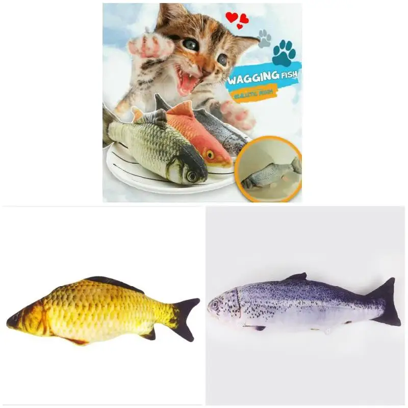 

Cat Toy Fish Realistic Plush Toy Simulation Catnip Soft Gift for Pet Chewing Soft Pet Chewing Cat Wagging Fish xqmg
