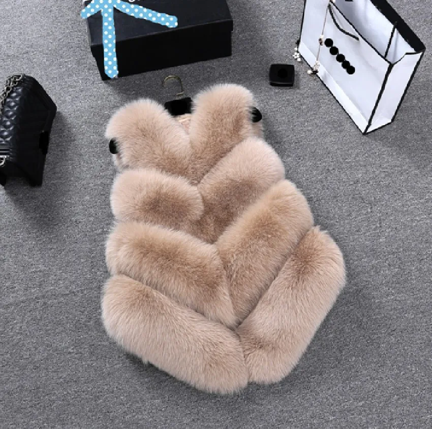 Fuax Fur Sleeveless Vest Jacket for Girl Slim Fur Vest Faux Fox Fur Long Ladies Vest Slim Stitching  Coats Veste Femme 2022